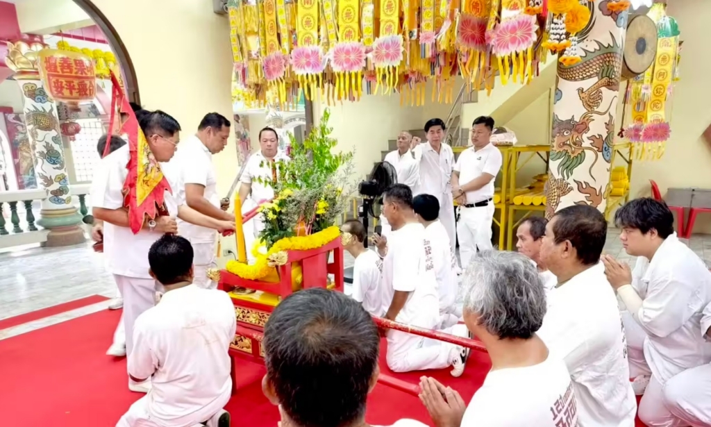 Devotees getting ready for the procession